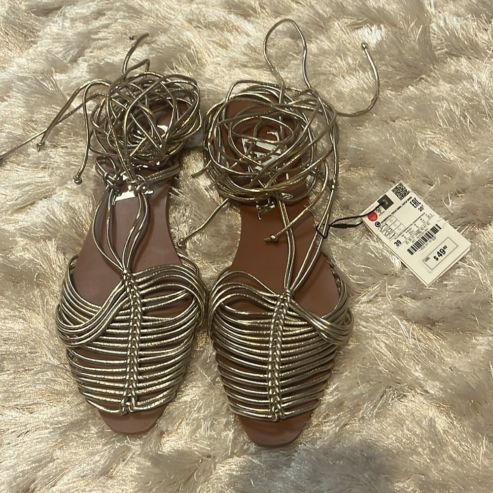 Zara sandals gold 39